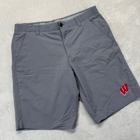 Under Armour Other - Wisconsin Badgers Shorts 34 Gray Mens Under Armour Match Play Golf College NCAA
